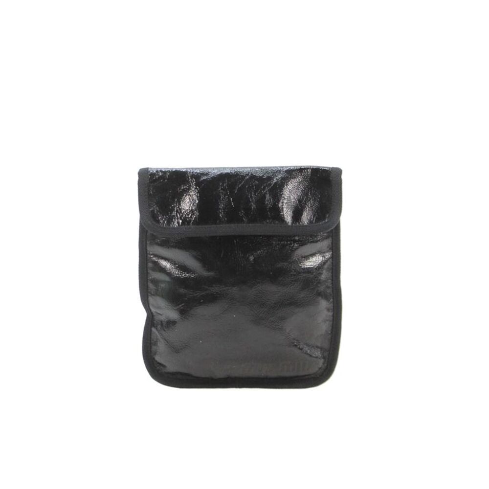 Miu Miu Womens Crinkled Patent Leather Flap Pouch Handbag Black